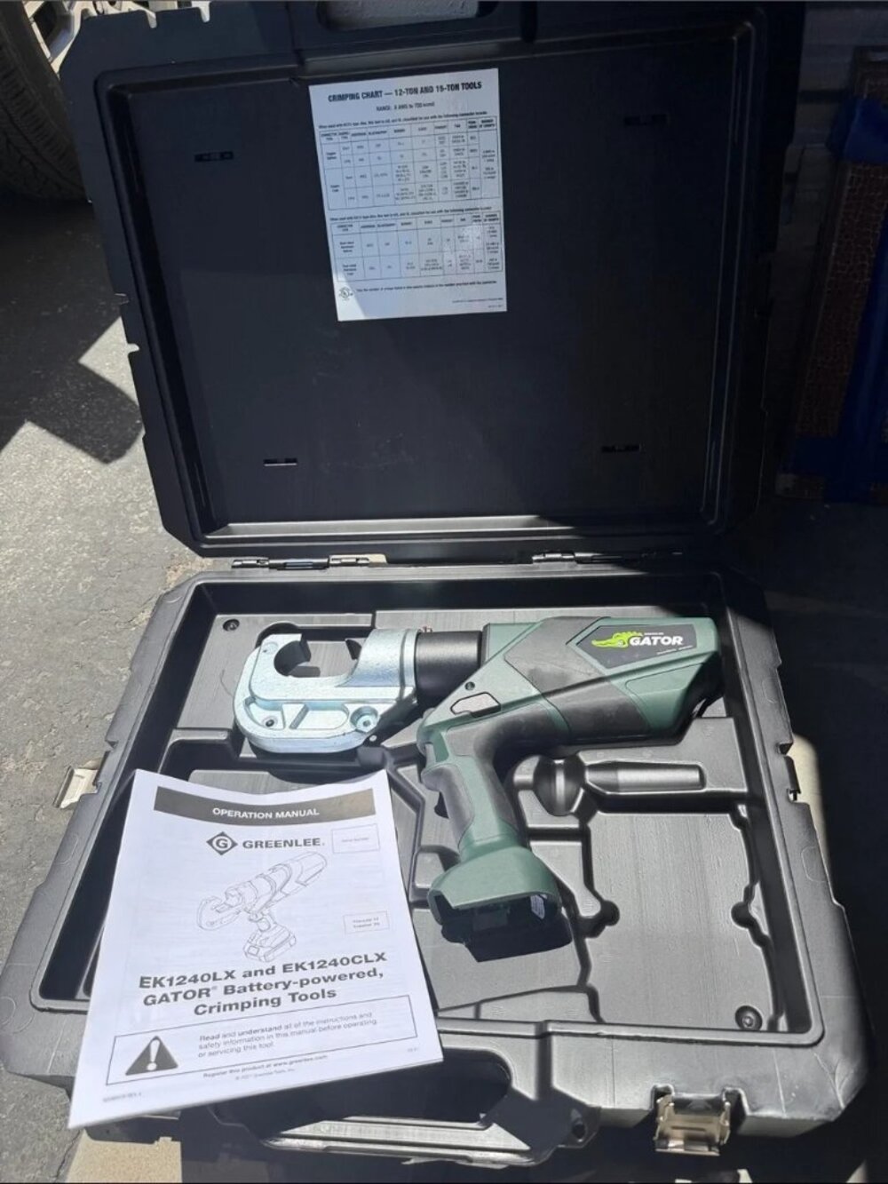 The Greenlee 12-Ton Crimper (model EK1240LX11) is brand new in box